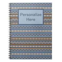 Southwest Style Blue Brown Geometric Personalized Notebook