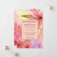 Pink Hibiscus Floral Wedding Announcement