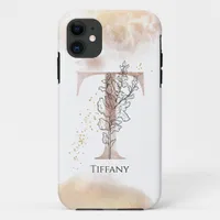 Monogram Initial Modern Letter T Boho Personalized iPhone 11 Case