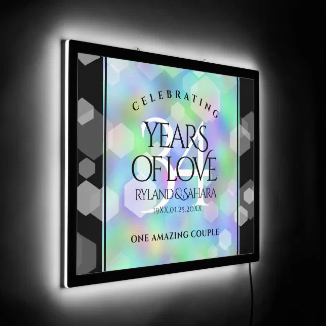 Elegant 34th Opal Wedding Anniversary Celebration LED Sign