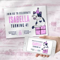 Cute Cat Birthday Party Invitation