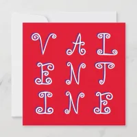 Curly Lettering Bright Red Modern Valentines Day Holiday Card