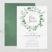 Watercolor Eucalyptus Greenery Baby Shower Invitation