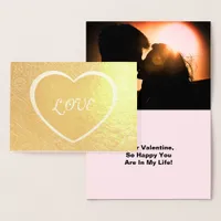 Love in Heart Frame Image, Add Photo and Quote Foil Card