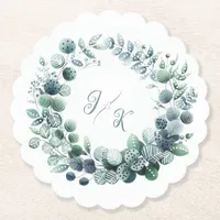 Eucalyptus Leaves Botanical Wedding Paper Coaster