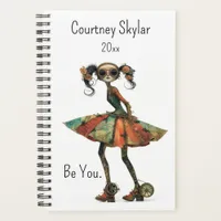 Quirky Girl in Teal and Red Dress, Shoes -Be You. Planner