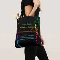 [Paint Splatter] Modern Abstract Artist Black Tote Bag