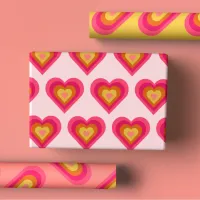 Fun Groovy Retro Hearts Wrapping Paper Sheets