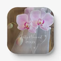 Rustic Orchid Elegance Country Barn Wedding Paper Plates