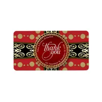 Elegant Medieval Red Gold & Black Thank You Label