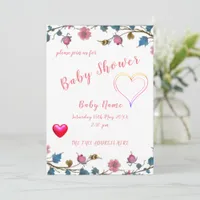 Baby Shower Heart Invitation