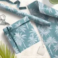 Hawaiian Palm Tree Silhouette Pattern Teal ID1093 Wrapping Paper