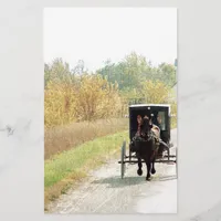 Autumn Amish Horse and Buggy