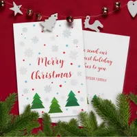 Elegant modern Christmas trees and snowflakes Holiday Card