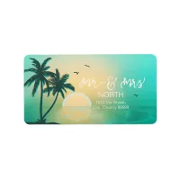 Tropical Isle Sunrise Mr & Mrs Teal ID581 Label