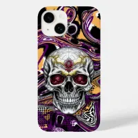 Purple and Black Sugar Skull Halloween  Case-Mate iPhone 14 Case