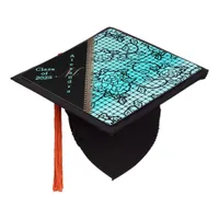 Modern noir lace and zipper illusion custom name graduation cap topper