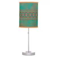 Southwestern Copper Teal Geometric Pattern Table Lamp