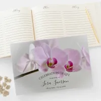 Pink Orchids on Stem Celebration of Life Memorial Guest Book