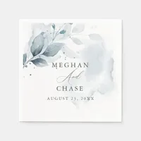 Watercolor  Foliage Dusty Blue  Napkins