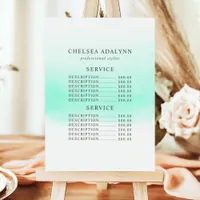 Ombre Mint Watercolor Minimalist Service Price Menu