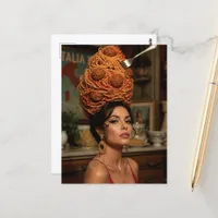 Fantasy Woman with Spaghetti and Meatballs Hair Postcard