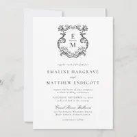 Vintage Regency Monogram Crest Wedding Invitation