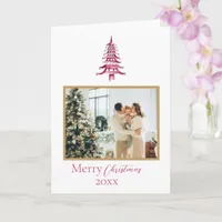 Chinoiserie Christmas  Red Pagoda 1-Photo Card