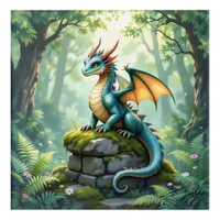 Whimsical Dragon on Ancient Stone Acrylic Print