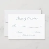 Rustic Watercolor Dusty Blue Nature Leafy Wedding RSVP Card