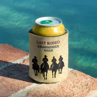 Last Rodeo Cowboy Sunset Groomsman's Name Bachelor Can Cooler