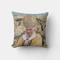 Pope Benedict XVI with the Vatican City Throw Pillow