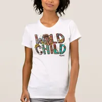 Vibrant Boho Chic Wild Child Black Woman T-Shirt