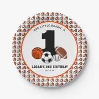 1 Ball Sports Theme Boy’s 1st Birthday Paper Plates