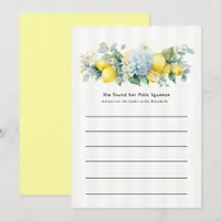 She Found Her Main Squeeze Lemon Bridal Shower Advice Card