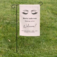 Rose gold makeup artist opening hours welcome garden flag