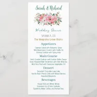 Bright Pink Floral Wedding Menu