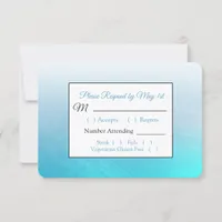 Aqua Black and Blue Wedding RSVP card