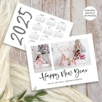 Modern Script 2 Photo Happy New Year 2025 Calendar Holiday Card