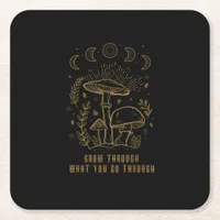Goblincore Aesthetic Academia Cottagecore Mushroom Square Paper Coaster