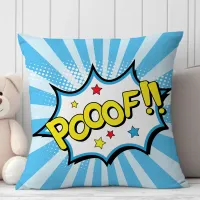 Poof! Comic Book Superhero Throw Pillow