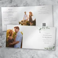 Eucalyptus Wedding Photo QR Code All in One Tri-Fold Invitation