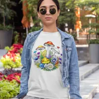 Whimsical Magical Mushrooms and Flowers T-Shirt