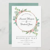 Watercolor Geometric Eucalyptus Christmas Wedding Invitation