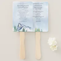 Watercolor Pine Forest Winter Wedding Program Hand Fan