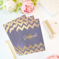 Modern Stylish Chic Purple And Gold Chevron Pocket Folder