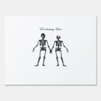 Gothic Skeleton Couple (Old Pink) Classic Sign