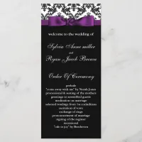 damask border purple Wedding program