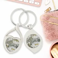 Ellis Rowan White Water Lily Vintage Flowers Keychain