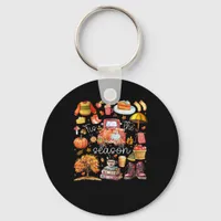 Tis The Season Pumpkin Leaves Autumn Keychain